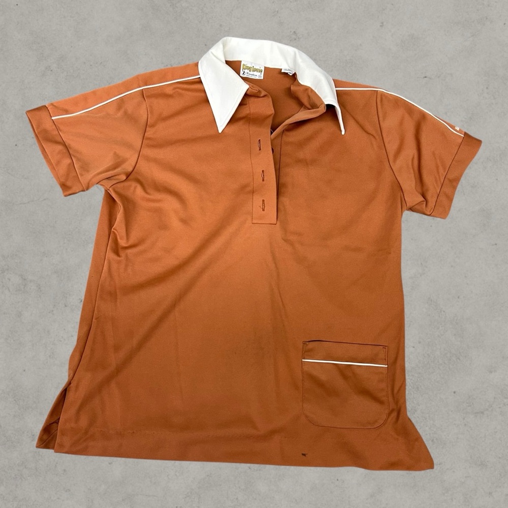 Vintage King Louie Bowling Shirt Mens 36 Brown Chain Stitch 70s Video‎ City Polo